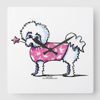 Maltese Lil Princess Square Wall Clock