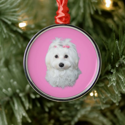 Maltese Lili Puppy Photo Metal Ornament