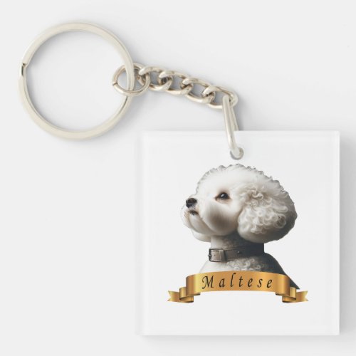Maltese love friendly cute sweet dog keychain