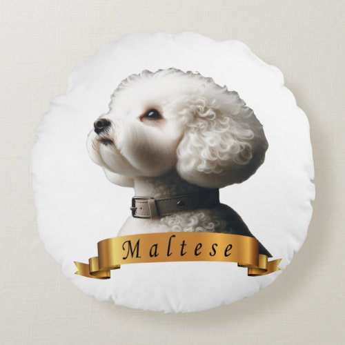 Maltese love friendly cute sweet dog round pillow