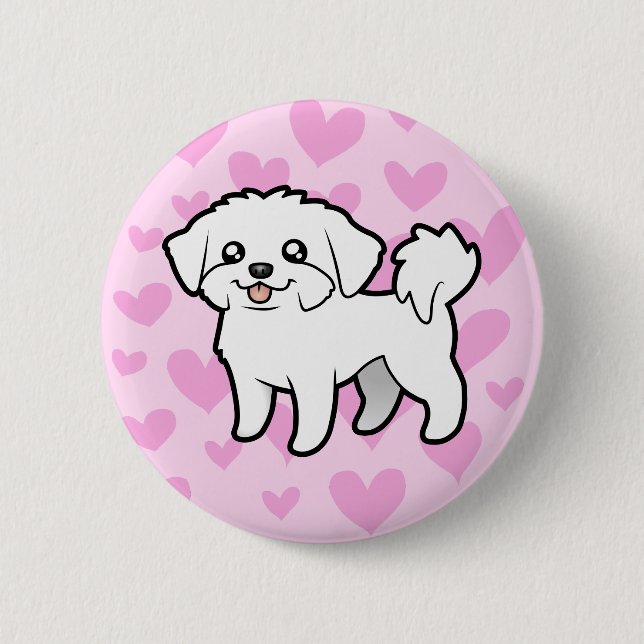 Maltese Love (puppy cut) Pinback Button (Front)