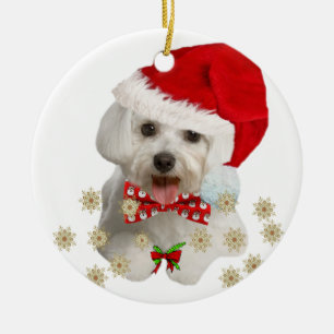 Maltese Merry Christmas Gifts Ceramic Ornament