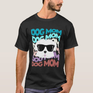 Maltese Mom Cool Retro Dog Mom T-Shirt