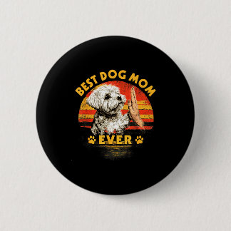 Maltese mom retro sunset funny dog mother's day  button
