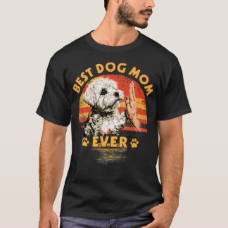 Maltese Mom Retro Sunset Funny Dog Mother's T-Shirt