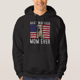 Maltese Mom Usa American Flag Maltese Dog Owner Hoodie