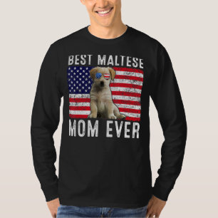 Maltese Mom Usa American Flag Maltese Dog Owner T-Shirt