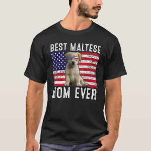 Maltese Mom Usa American Flag Maltese Dog Owner T-Shirt