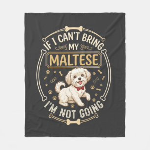 Maltese Not Going Dog Red Bow Tie Bone Frame Fleece Blanket