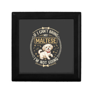 Maltese Not Going Dog Red Bow Tie Bone Frame Gift Box