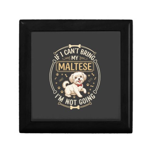 Maltese Not Going Dog Red Bow Tie Bone Frame Gift Box
