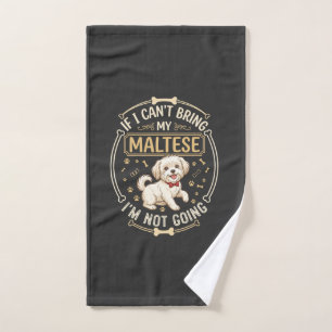 Maltese Not Going Dog Red Bow Tie Bone Frame Hand Towel
