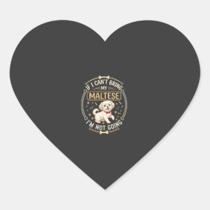 Maltese Not Going Dog Red Bow Tie Bone Frame Heart Sticker