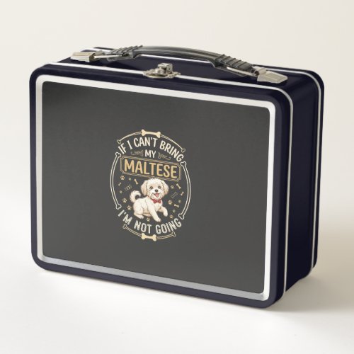 Maltese Not Going Dog Red Bow Tie Bone Frame Metal Lunch Box