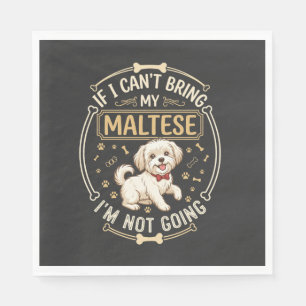Maltese Not Going Dog Red Bow Tie Bone Frame Napkins