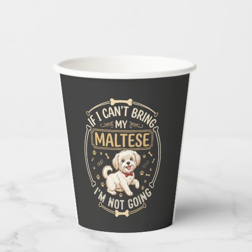 Maltese Not Going Dog Red Bow Tie Bone Frame Paper Cups