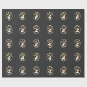 Maltese Not Going Dog Red Bow Tie Bone Frame Wrapping Paper