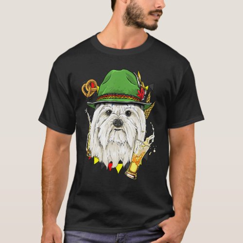 Maltese Oktoberfest Dog Lederhosen German Beer Fes T_Shirt