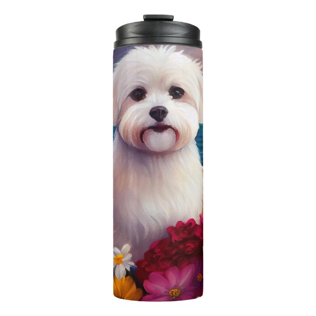 Maltese on a Paddle: A Scenic Adventure Thermal Tumbler (Front)