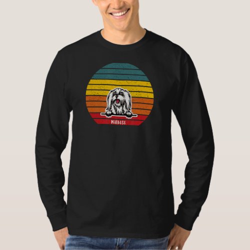Maltese Owner Retro Vintage Colorful Sunset Puppy  T_Shirt