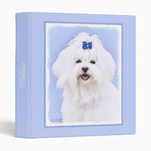 Maltese Painting - Cute Original Dog Art 3 Ring Bi Binder