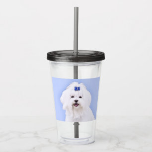 Maltese Painting - Cute Original Dog Art Acrylic Tumbler