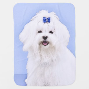 Maltese Painting - Cute Original Dog Art Baby Blanket