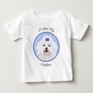 Maltese Painting - Cute Original Dog Art Baby T-Shirt