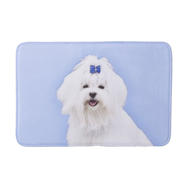 Maltese Painting - Cute Original Dog Art Bath Mat (Front)