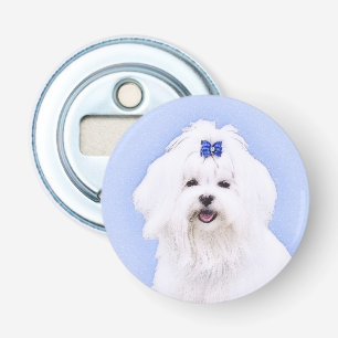 Maltese Painting - Cute Original Dog Art Bottle Opener
