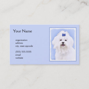 Maltese Painting - Cute Original Dog Art Business Card
