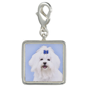Maltese Painting - Cute Original Dog Art Charm