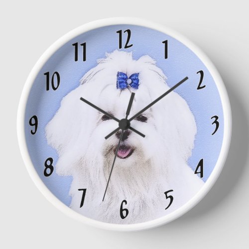 Maltese Painting _ Cute Original Dog Art Clock