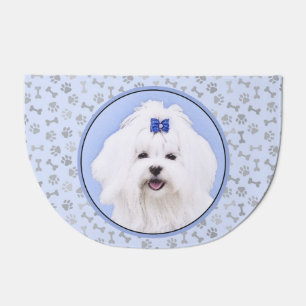 Maltese Painting - Cute Original Dog Art Doormat