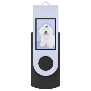 Maltese Painting - Cute Original Dog Art Flash Drive