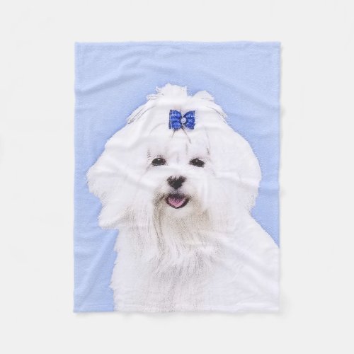 Maltese Painting _ Cute Original Dog Art Fleece Blanket