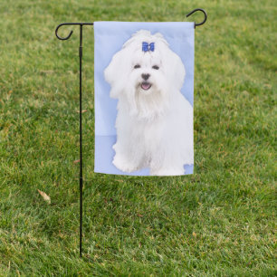 Maltese Painting - Cute Original Dog Art Garden Flag