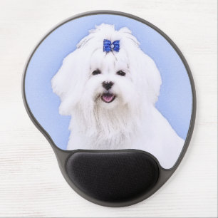 Maltese Painting - Cute Original Dog Art Gel Mouse Pad