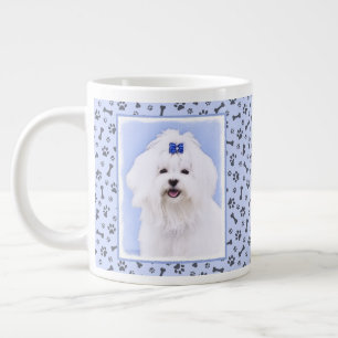 Maltese Painting - Cute Original Dog Art Giant Coffee Mug