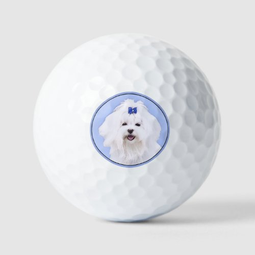 Maltese Painting _ Cute Original Dog Art Golf Balls