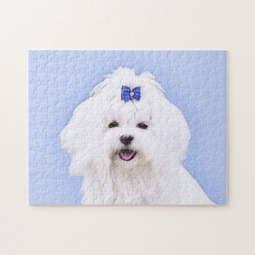 Maltese Painting _ Cute Original Dog Art Jigsaw Puzzle