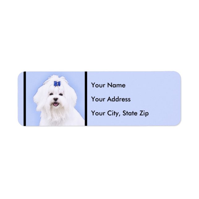 Maltese Painting - Cute Original Dog Art Label (Front)