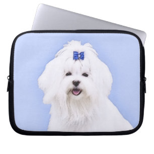 Maltese Painting - Cute Original Dog Art Laptop Sleeve