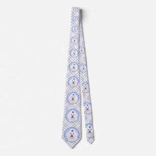 Maltese Painting - Cute Original Dog Art Neck Tie
