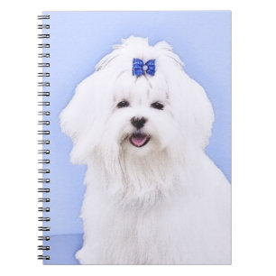 Maltese Painting - Cute Original Dog Art Notebook