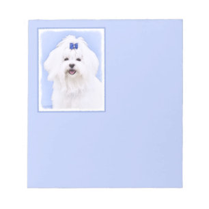 Maltese Painting - Cute Original Dog Art Notepad