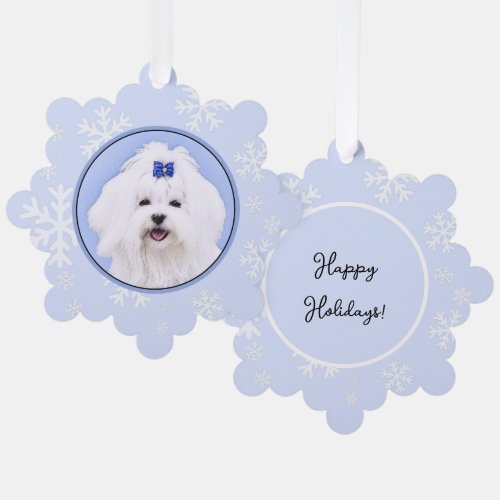 Maltese Painting _ Cute Original Dog Art Ornament Card