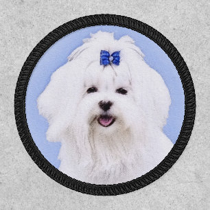 Maltese Painting - Cute Original Dog Art Patch