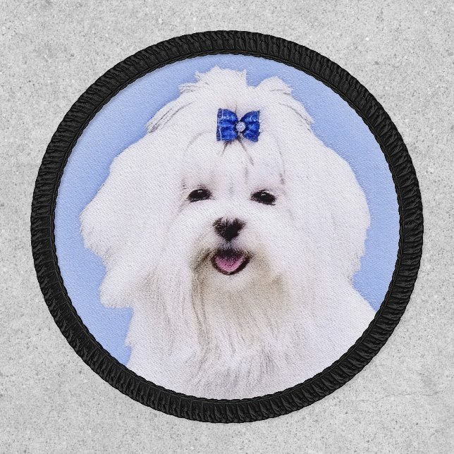 Maltese Painting - Cute Original Dog Art Patch (Front)