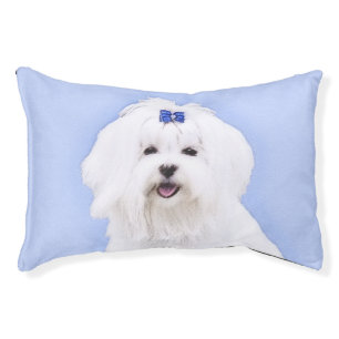 Maltese Painting - Cute Original Dog Art Pet Bed